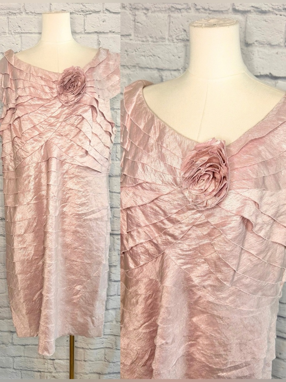 London Times Tiered Ruffled Dress Soft Lavender Brooch Elegant Regency Romantic